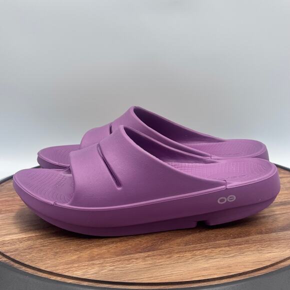 OOFOS OOahh Slip On Recovery Slides Sandals Purple Women's 10 Men's 8 - Picture 3 of 8